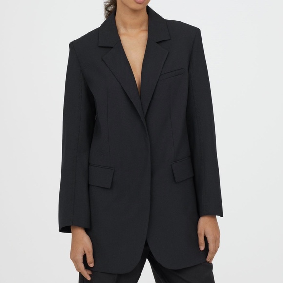 H&M Trend Oversized Blazer Jacket in Black Size EUR 32 / US 2 - Picture 2 of 6